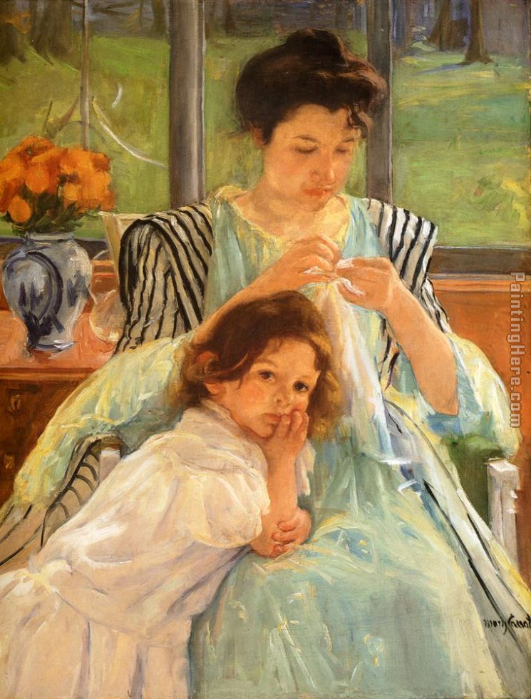 Young Mother Sewing painting - Mary Cassatt Young Mother Sewing art painting